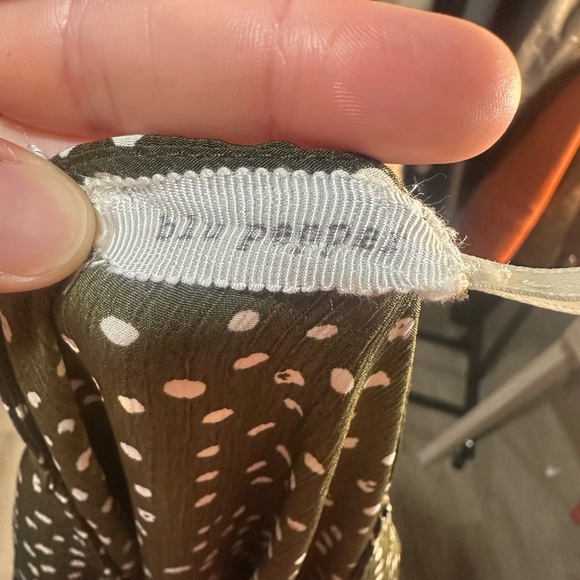 💕Women’s Blu Pepper Button Front Midi Olive Green Polka Dot Size M - Picture 2 of 4